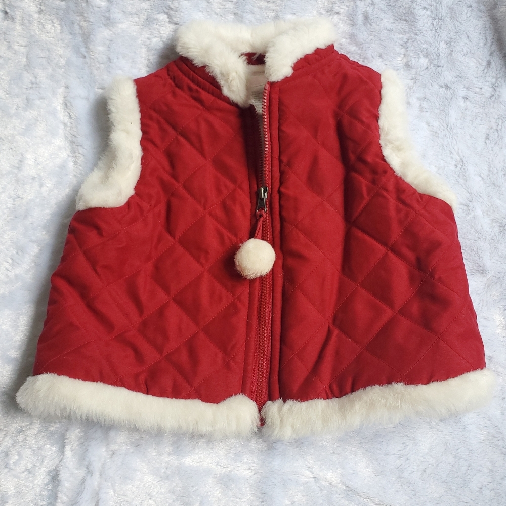 Janie & Jack Crimson Red Quilted Vest 6-12M